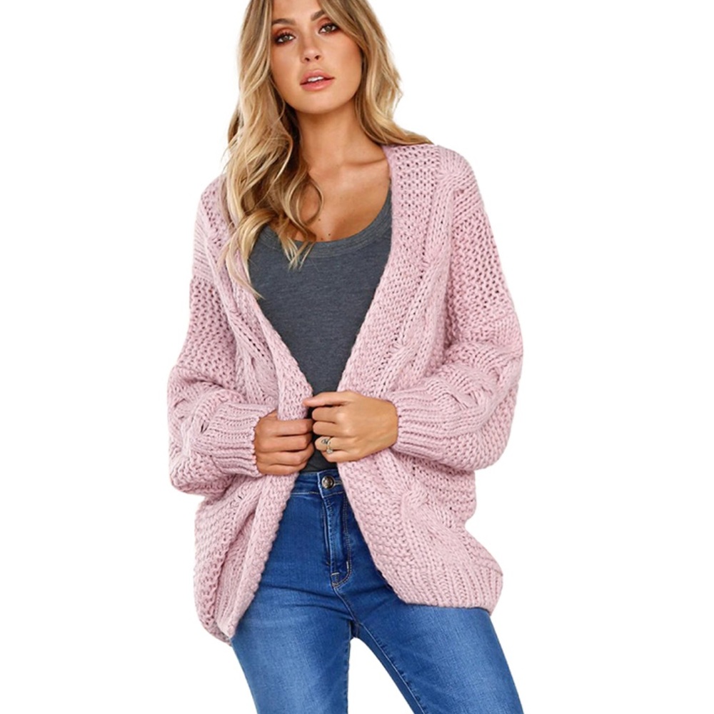 Chunky Cable Knit Pink Cardigan - Picture 4 of 6